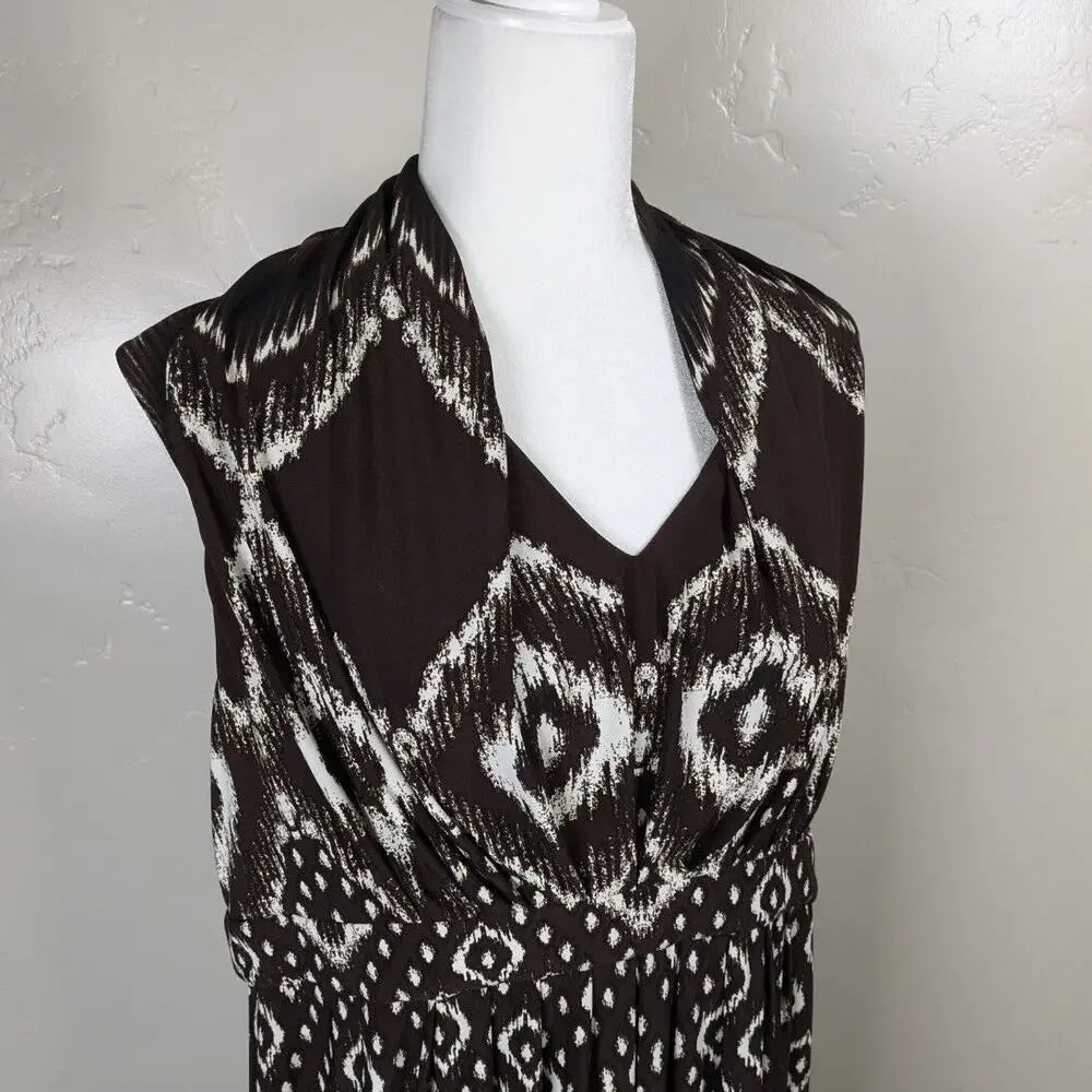 NEW Chico’s Dress Size 2 (US 12) Medallion Haze Morgan Maxi Stretchy Dress Brown - Picture 2 of 10
